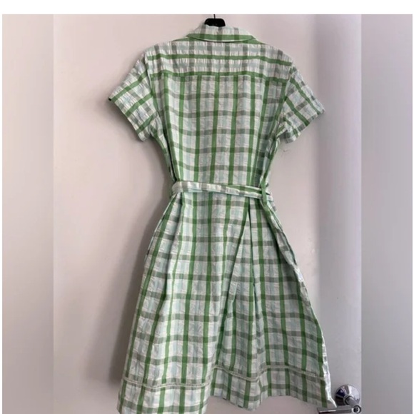 Brooks Brothers Green Gingham Plaid Button Down Shirt Dress Size 2P - Picture 2 of 2